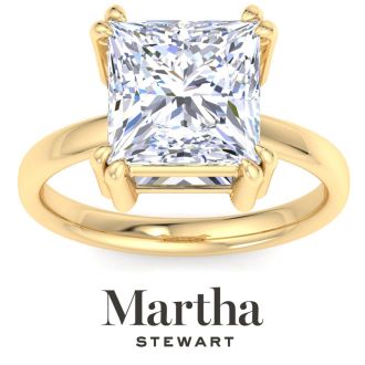 Martha Stewart 5 Carat Princess Cut Lab Grown Diamond Solitaire Engagement Ring In 14K Yellow Gold