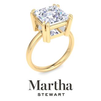 Martha Stewart 5 Carat Princess Cut Lab Grown Diamond Solitaire Engagement Ring In 14K Yellow Gold