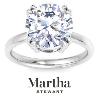 Martha Stewart 5 Carat Round Shape Lab Grown Diamond Solitaire Engagement Ring In 14K White Gold
