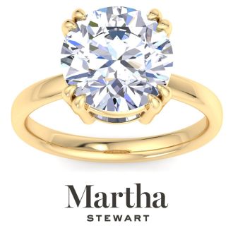 Martha Stewart 5 Carat Round Shape Lab Grown Diamond Solitaire Engagement Ring In 14K Yellow Gold