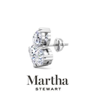 Martha Stewart 3 Carat Lab Grown Diamond Cluster Stud Earrings In 14 Karat White Gold, Pear-Round-Oval