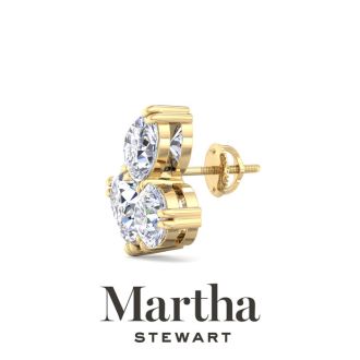 Martha Stewart 3 Carat Lab Grown Diamond Cluster Stud Earrings In 14 Karat Yellow Gold, Pear-Round-Oval