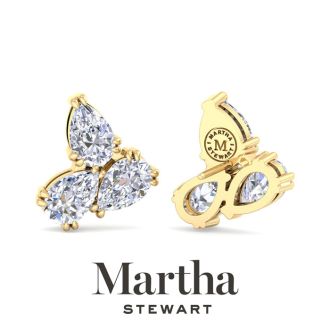 Martha Stewart 3 Carat Lab Grown Diamond Cluster Stud Earrings In 14 Karat Yellow Gold, Pear