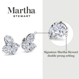 Martha Stewart 3 Carat Lab Grown Diamond Cluster Stud Earrings In 14 Karat Yellow Gold, Pear