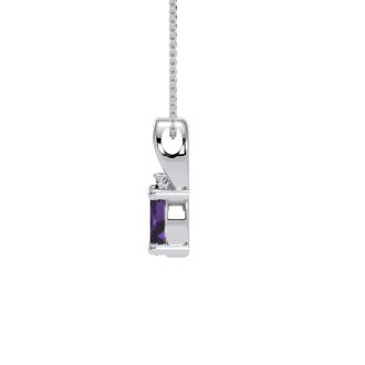 1/2ct Oval Shape Amethyst and Diamond Necklace in 10k White Gold