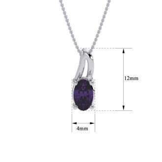 1/2ct Oval Shape Amethyst and Diamond Necklace in 10k White Gold