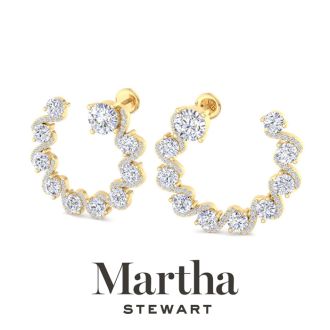 Martha Stewart 5 Carat Lab Grown Diamond Hoop Earrings In 14 Karat Yellow Gold