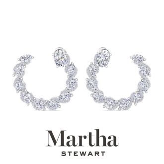 Martha Stewart 5 Carat Lab Grown Diamond Hoop Earrings In 14 Karat White Gold, Oval