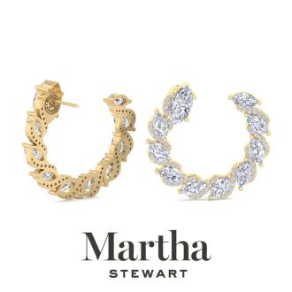 Martha Stewart 6 Carat Lab Grown Diamond Hoop Earrings In 14 Karat Yellow Gold, Marquise