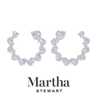 Martha Stewart 6 Carat Lab Grown Diamond Hoop Earrings In 14 Karat White Gold, Heart