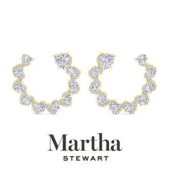Martha Stewart 6 Carat Lab Grown Diamond Hoop Earrings In 14 Karat Yellow Gold, Heart