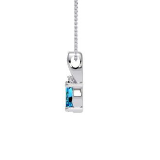 1/2ct Oval Shape Blue Topaz and Diamond Necklace in 10k White Gold