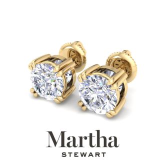 Martha Stewart 2 Carat Lab Grown Diamond Stud Earrings In 14 Karat Yellow Gold