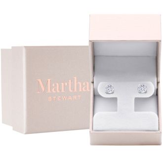 Martha Stewart 3 Carat Lab Grown Diamond Stud Earrings In 14 Karat White Gold