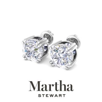 Martha Stewart 4 Carat Lab Grown Diamond Stud Earrings In 14 Karat White Gold