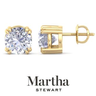 Martha Stewart 4 Carat Lab Grown Diamond Stud Earrings In 14 Karat Yellow Gold