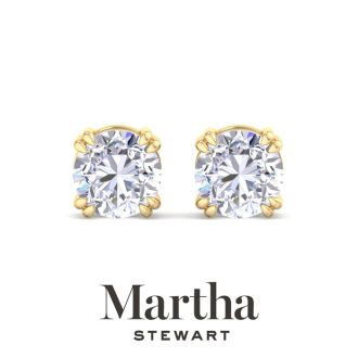 Martha Stewart 4 Carat Lab Grown Diamond Stud Earrings In 14 Karat Yellow Gold