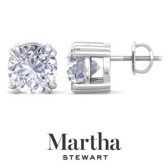 Martha Stewart 5 Carat Lab Grown Diamond Stud Earrings In 14 Karat White Gold