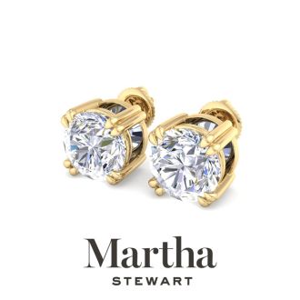 Martha Stewart 5 Carat Lab Grown Diamond Stud Earrings In 14 Karat Yellow Gold