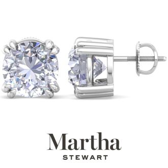 Martha Stewart 8 Carat Lab Grown Diamond Stud Earrings In 14 Karat White Gold