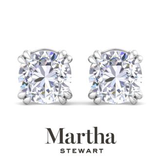 Martha Stewart 8 Carat Lab Grown Diamond Stud Earrings In 14 Karat White Gold
