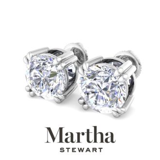 Martha Stewart 8 Carat Lab Grown Diamond Stud Earrings In 14 Karat White Gold