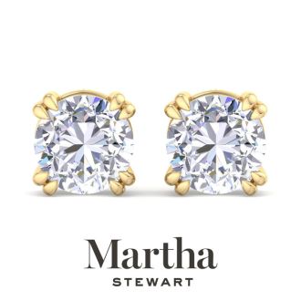 Martha Stewart 8 Carat Lab Grown Diamond Stud Earrings In 14 Karat Yellow Gold