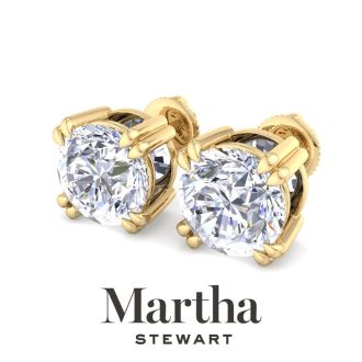 Martha Stewart 8 Carat Lab Grown Diamond Stud Earrings In 14 Karat Yellow Gold