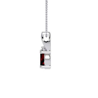 Garnet Necklace: Garnet Jewelry: 1/2ct Oval Shape Garnet and Diamond Necklace in 10k White Gold