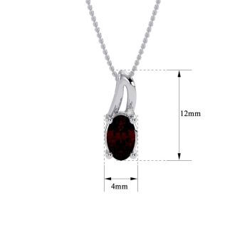 Garnet Necklace: Garnet Jewelry: 1/2ct Oval Shape Garnet and Diamond Necklace in 10k White Gold