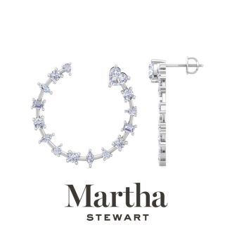 Martha Stewart 3 Carat Lab Grown Diamond Fancy Hoop Earrings In 14 Karat White Gold
