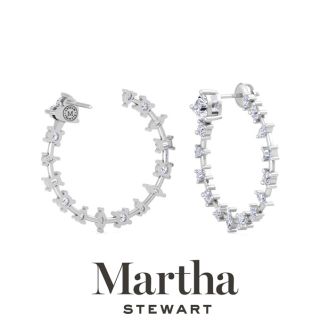 Martha Stewart 3 Carat Lab Grown Diamond Fancy Hoop Earrings In 14 Karat White Gold