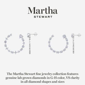 Martha Stewart 3 Carat Lab Grown Diamond Fancy Hoop Earrings In 14 Karat White Gold