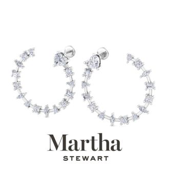 Martha Stewart 3 Carat Lab Grown Diamond Fancy Hoop Earrings In 14 Karat White Gold