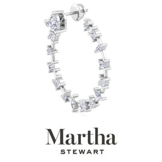 Martha Stewart 3 Carat Lab Grown Diamond Fancy Hoop Earrings In 14 Karat White Gold