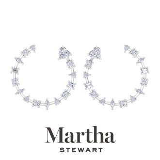 Martha Stewart 3 Carat Lab Grown Diamond Fancy Hoop Earrings In 14 Karat White Gold