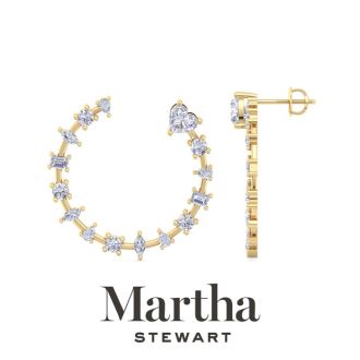 Martha Stewart 3 Carat Lab Grown Diamond Fancy Hoop Earrings In 14 Karat Yellow Gold