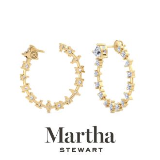 Martha Stewart 3 Carat Lab Grown Diamond Fancy Hoop Earrings In 14 Karat Yellow Gold
