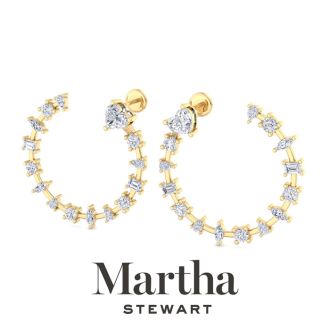Martha Stewart 3 Carat Lab Grown Diamond Fancy Hoop Earrings In 14 Karat Yellow Gold