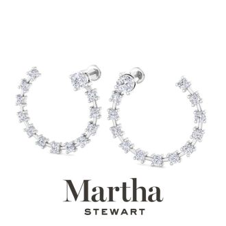 Martha Stewart 3 Carat Lab Grown Diamond Hoop Earrings In 14 Karat White Gold