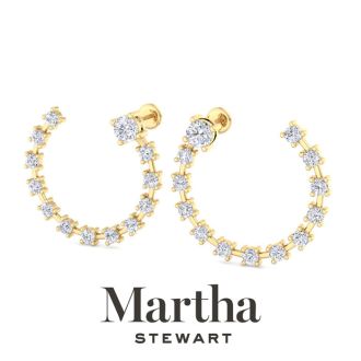 Martha Stewart 3 Carat Lab Grown Diamond Hoop Earrings In 14 Karat Yellow Gold