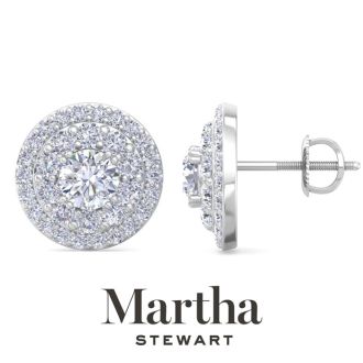 Martha Stewart 4 Carat Lab Grown Diamond Halo Stud Earrings In 14 Karat White Gold