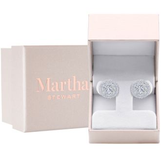 Martha Stewart 4 Carat Lab Grown Diamond Halo Stud Earrings In 14 Karat White Gold