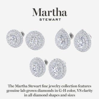Martha Stewart 4 Carat Lab Grown Diamond Halo Stud Earrings In 14 Karat White Gold