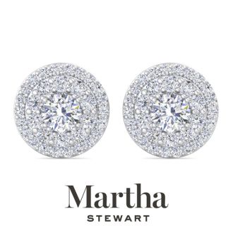 Martha Stewart 4 Carat Lab Grown Diamond Halo Stud Earrings In 14 Karat White Gold