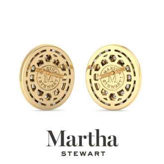 Martha Stewart 4 Carat Oval Shape Lab Grown Diamond Halo Stud Earrings In 14 Karat Yellow Gold