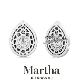 Martha Stewart 4 Carat Pear Shape Lab Grown Diamond Halo Stud Earrings In 14 Karat White Gold