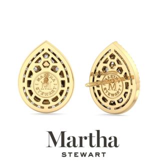 Martha Stewart 4 Carat Pear Shape Lab Grown Diamond Halo Stud Earrings In 14 Karat Yellow Gold
