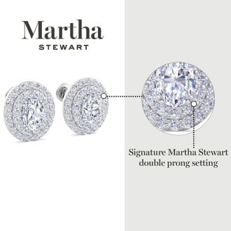 Martha Stewart 4 Carat Pear Shape Lab Grown Diamond Halo Stud Earrings In 14 Karat Yellow Gold