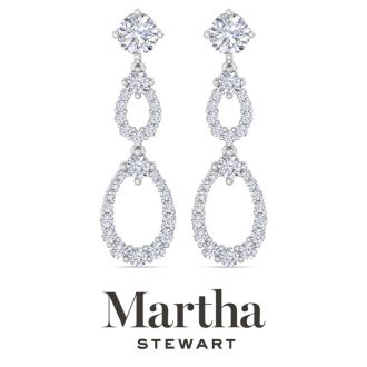 Martha Stewart 4 Carat Lab Grown Diamond Drop Earrings In 14 Karat White Gold